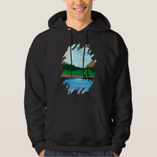 Female Paddleboarder With Dog, Paddleboarding Lake Hoodie