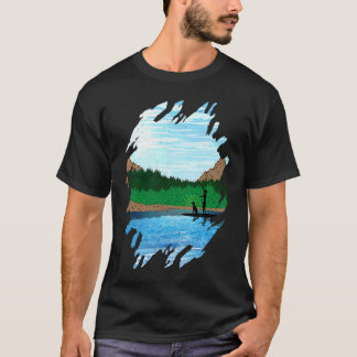 Female Paddleboarder With Dog, Paddleboarding Lake T-Shirt