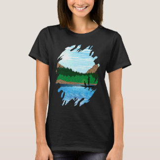 Female Paddleboarder With Dog, Paddleboarding Lake T-Shirt