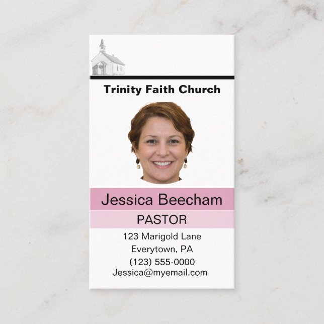 Female Pastor Custom Business Card (Front)