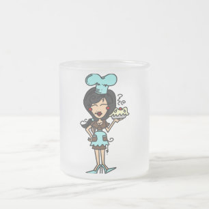 Female Pastry Chef - Black Hair T-shirts and Gifts Frosted Glass Coffee Mug
