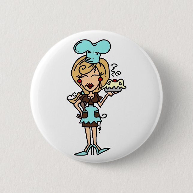 Female Pastry Chef - Blond T-shirts and Gifts Pinback Button (Front)