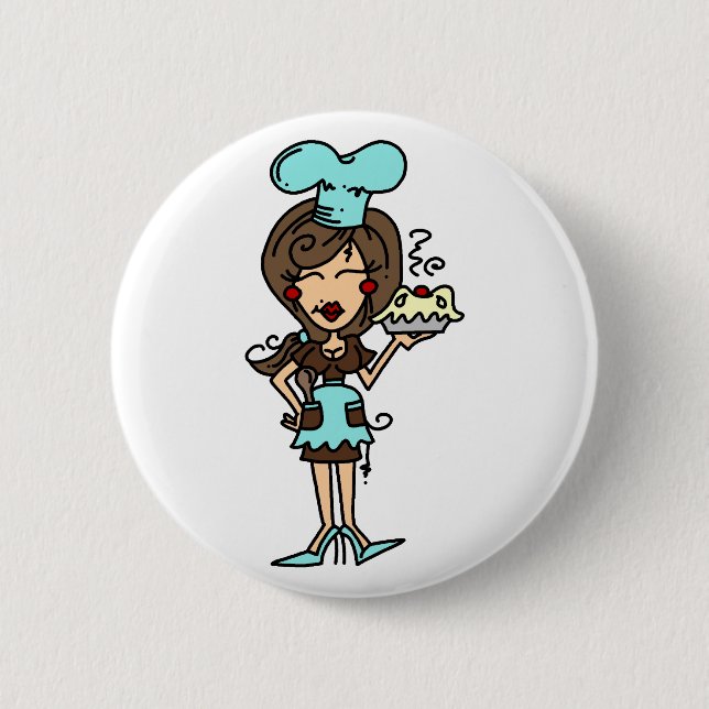 Female Pastry Chef - Brunette T-shirts and Gifts Pinback Button (Front)