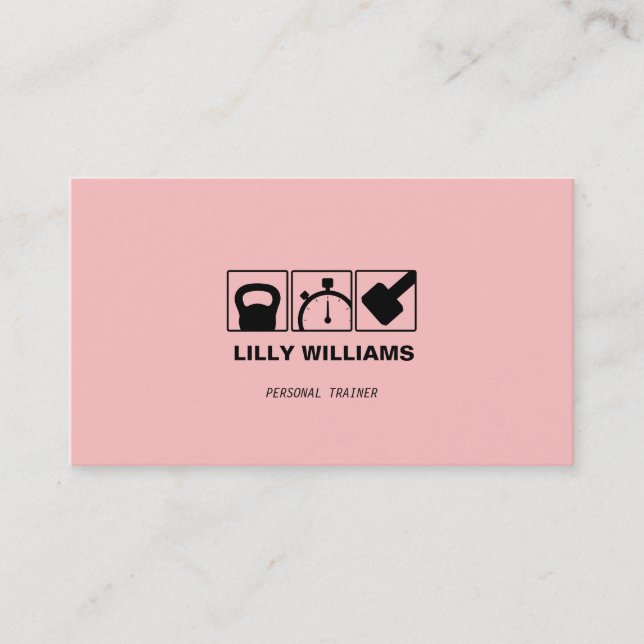 Female Personal Trainer Pink Fitness Business Card (Front)