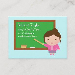 Female Personal Tutor or Teacher Chalkboard Business Card