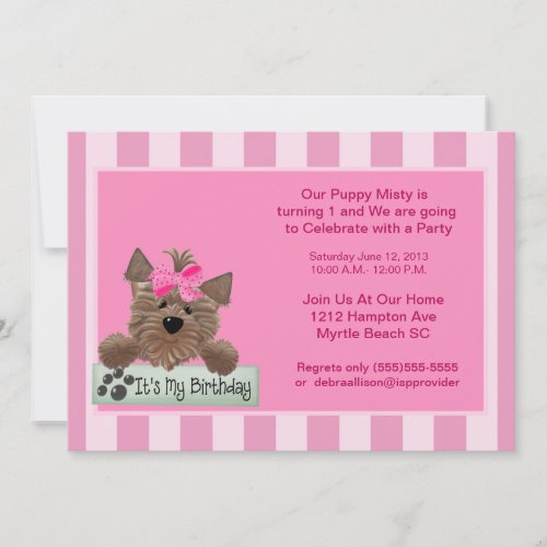 Female Pet  Birthday  Party Invitation