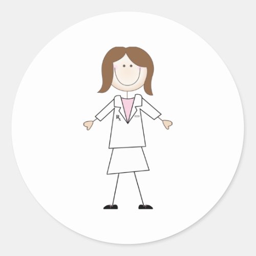 Female Pharmacist Classic Round Sticker