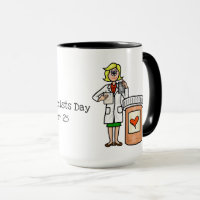 Female Pharmacist with Pill Bottle Mug
