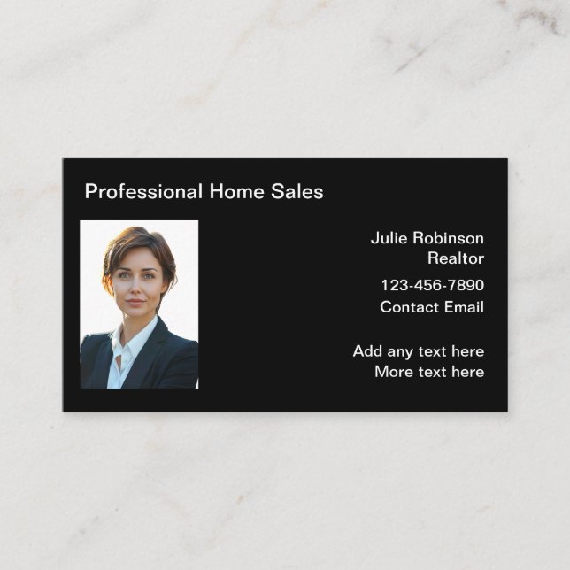 Female Photo Realtor Business Cards Template (Front)