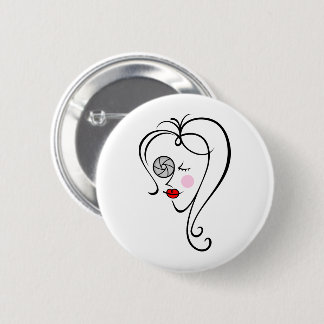 Female photographer pinback button