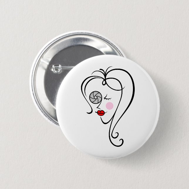 Female photographer pinback button (Front & Back)