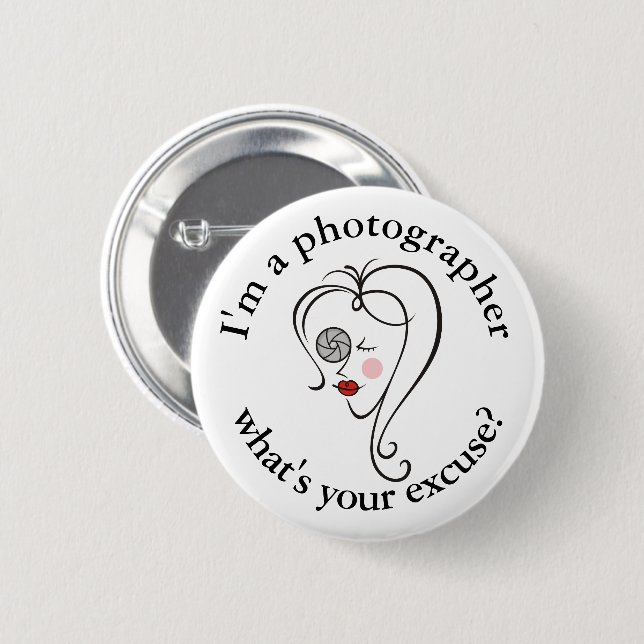 Female photographer pinback button (Front & Back)
