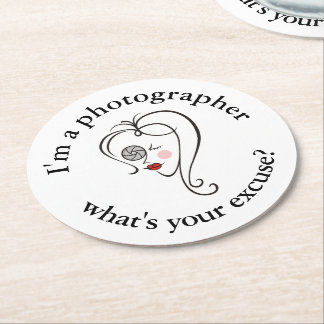 Female Photographer Round Paper Coaster