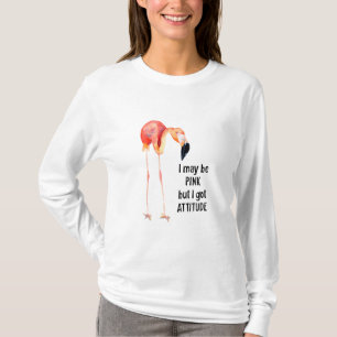 Female Pink Flamingo with Attitude T-Shirt