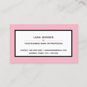 female pink modern rectangular professional business card