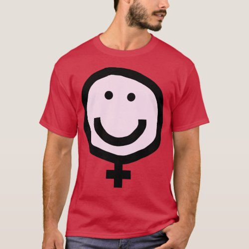 Female Pink Smiley Face T_Shirt