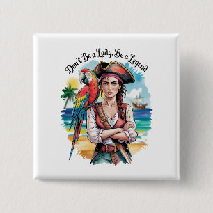 Female Pirate Buccaneer Beauty On Deck Button