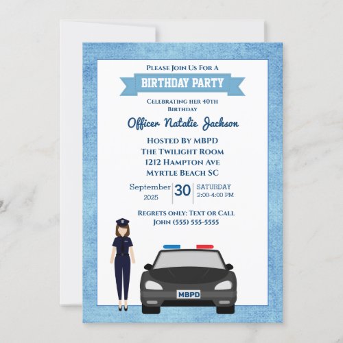 Female Police Officer Birthday Party Invitation