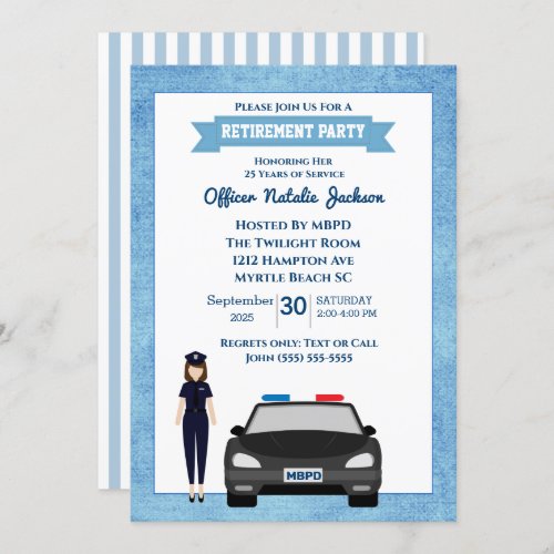 Female Police Officer Retirement Party Invitation