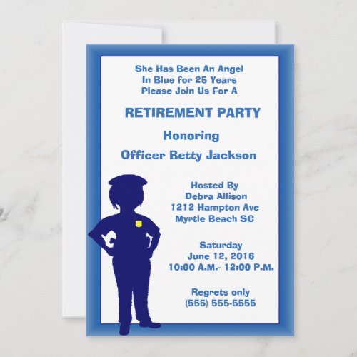 Female Police Officer Retirement Party Invitation