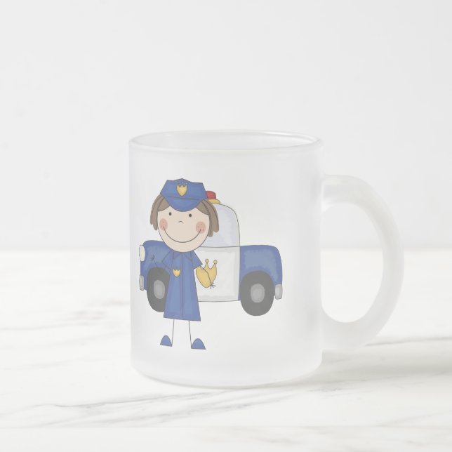Female Police Officer Tshirts and Gifts Frosted Glass Coffee Mug (Right)