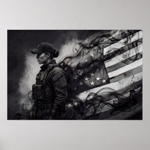 Female Police Patriotic Law Enforcement Tribute Poster