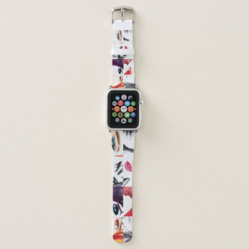 Female Portrait Collage Watercolor Illustration Apple Watch Band
