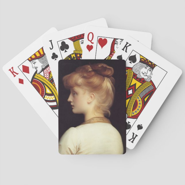 Female Portrait From Behind (by Frederic Leighton) Poker Cards (Back)