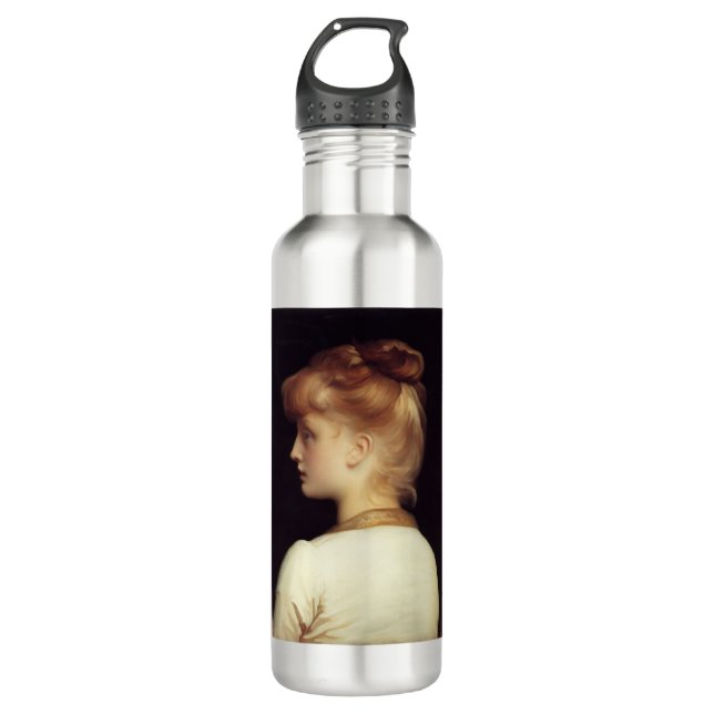 Female Portrait From Behind (by Frederic Leighton) Stainless Steel Water Bottle (Front)