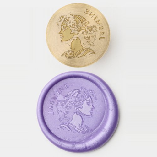Female portrait  _  goddess Personalized Name  Wax Seal Stamp