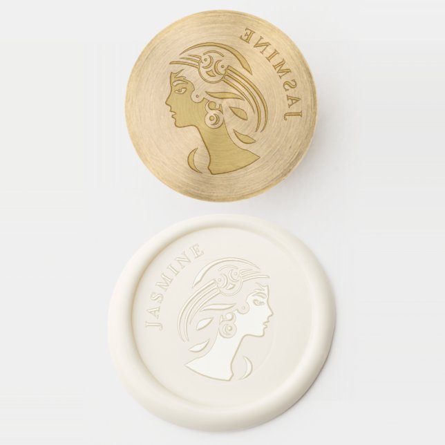 Female portrait Personalized Name  Wax Seal Stamp (Stamped)