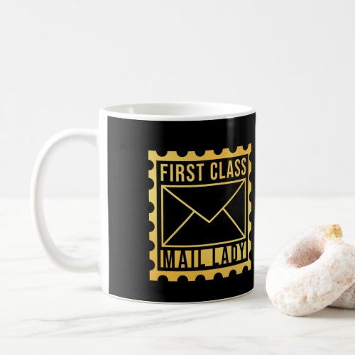 Female Postal Worker First Class Mail Lady Stamp Coffee Mug