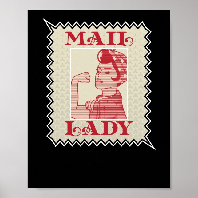 Female Postal Worker Mail Lady Stamp Poster (Front)