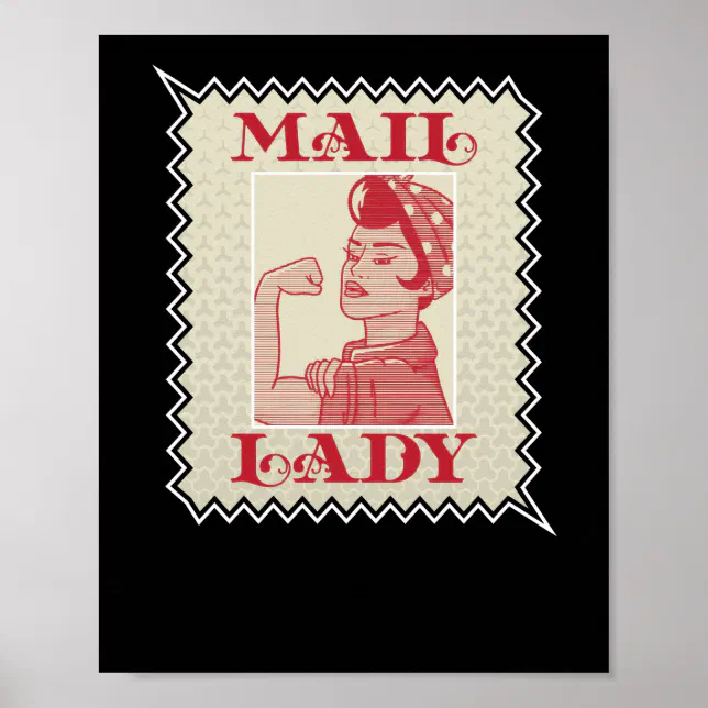 Female Postal Worker Mail Lady Stamp Poster Zazzle