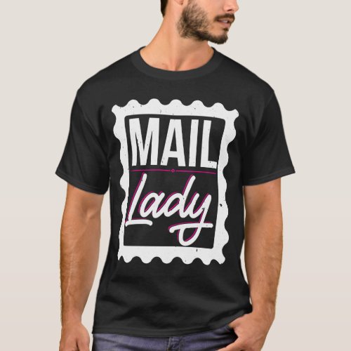 Female Postal Worker Mail Lady Stamp T_Shirt