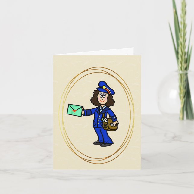 Female Postal Worker Thank You Card (Front)