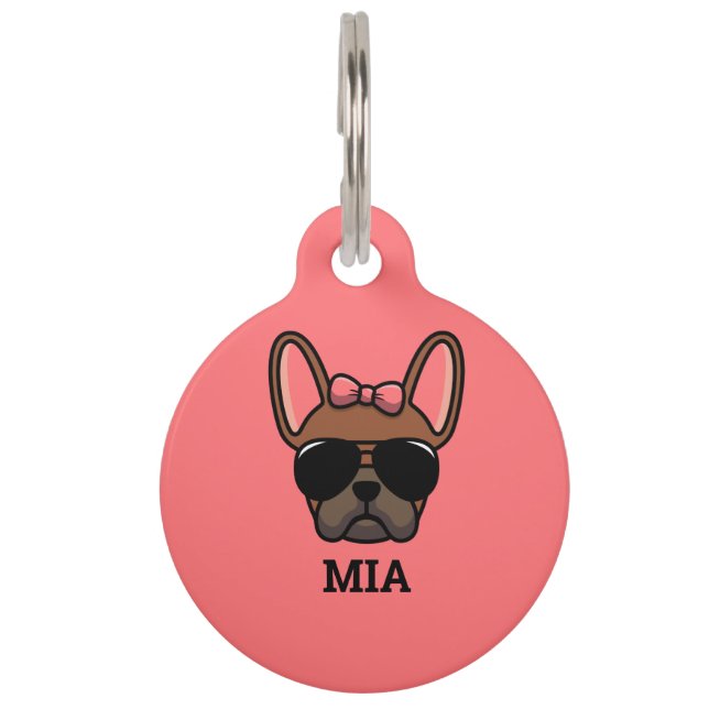 Female Red Fawn French Bulldog Pet ID Tag (Front)