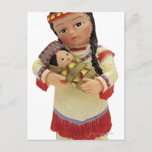 female red Indian doll holding a baby Postcard
