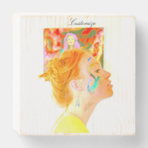 Female Redhead Model Posing Thunder_Cove Wooden Box Sign