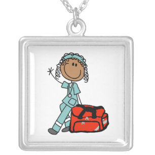 Female Respiratory Therapist or EMT Silver Plated Necklace
