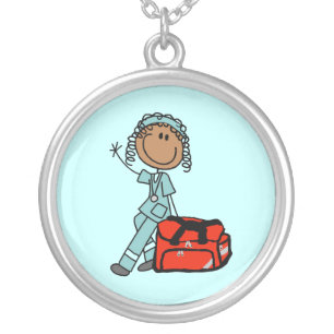 Female Respiratory Therapist or EMT Silver Plated Necklace