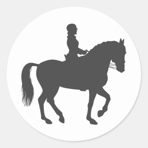 female riding horse  _ Choose background color Classic Round Sticker