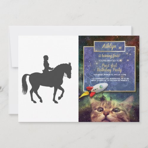 female riding horse  _ Choose background color Invitation