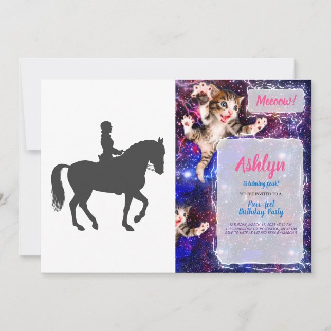 female riding horse  - Choose background color Invitation (Front)