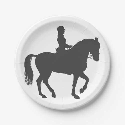 female riding horse  _ Choose background color Paper Plates