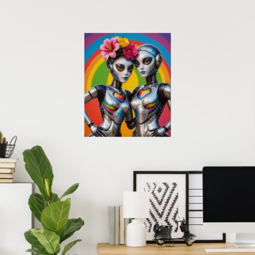 Female Robots in Love Poster