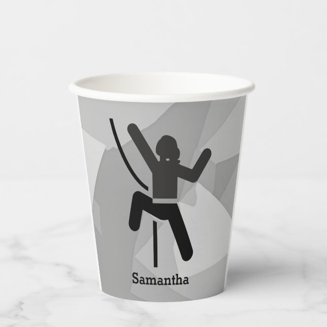 Female Rock Climber Design Paper Cups