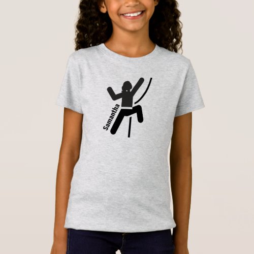 Female Rock Climber Design T_Shirt