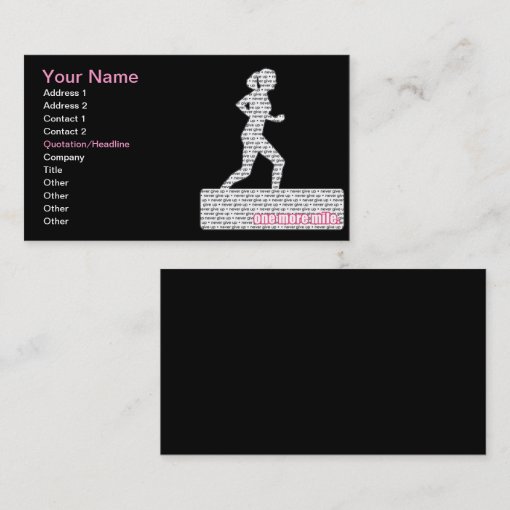 Female Runner Business Card Zazzle