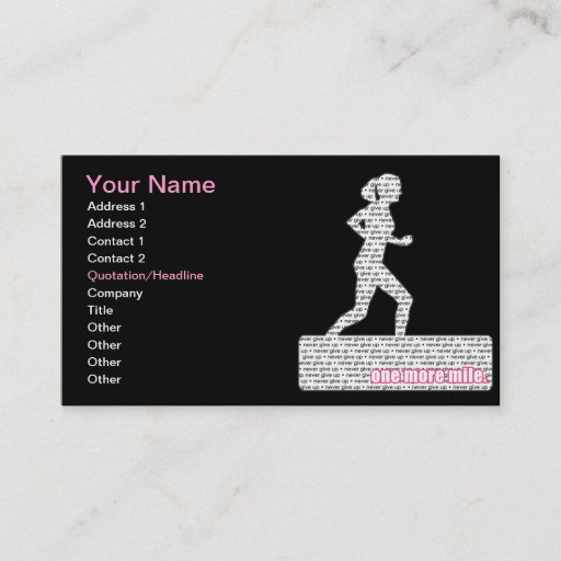 Customizable Female Runner Business Cards